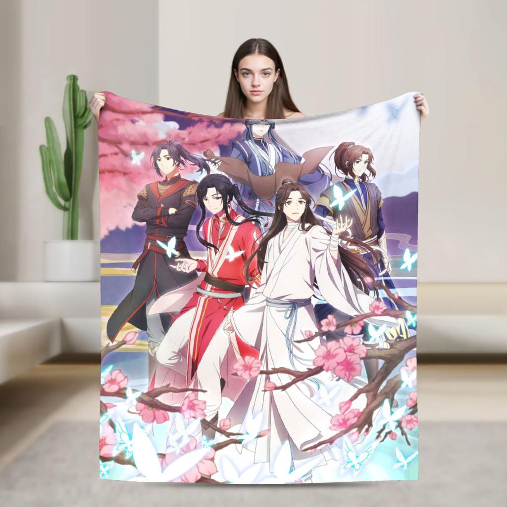 Tian Guan Ci Fu Blankets Anime Yaoi Lgbt Boy Love Plush Vintage Warm Throw Blanket for Bedding Lounge Autumn/Winter