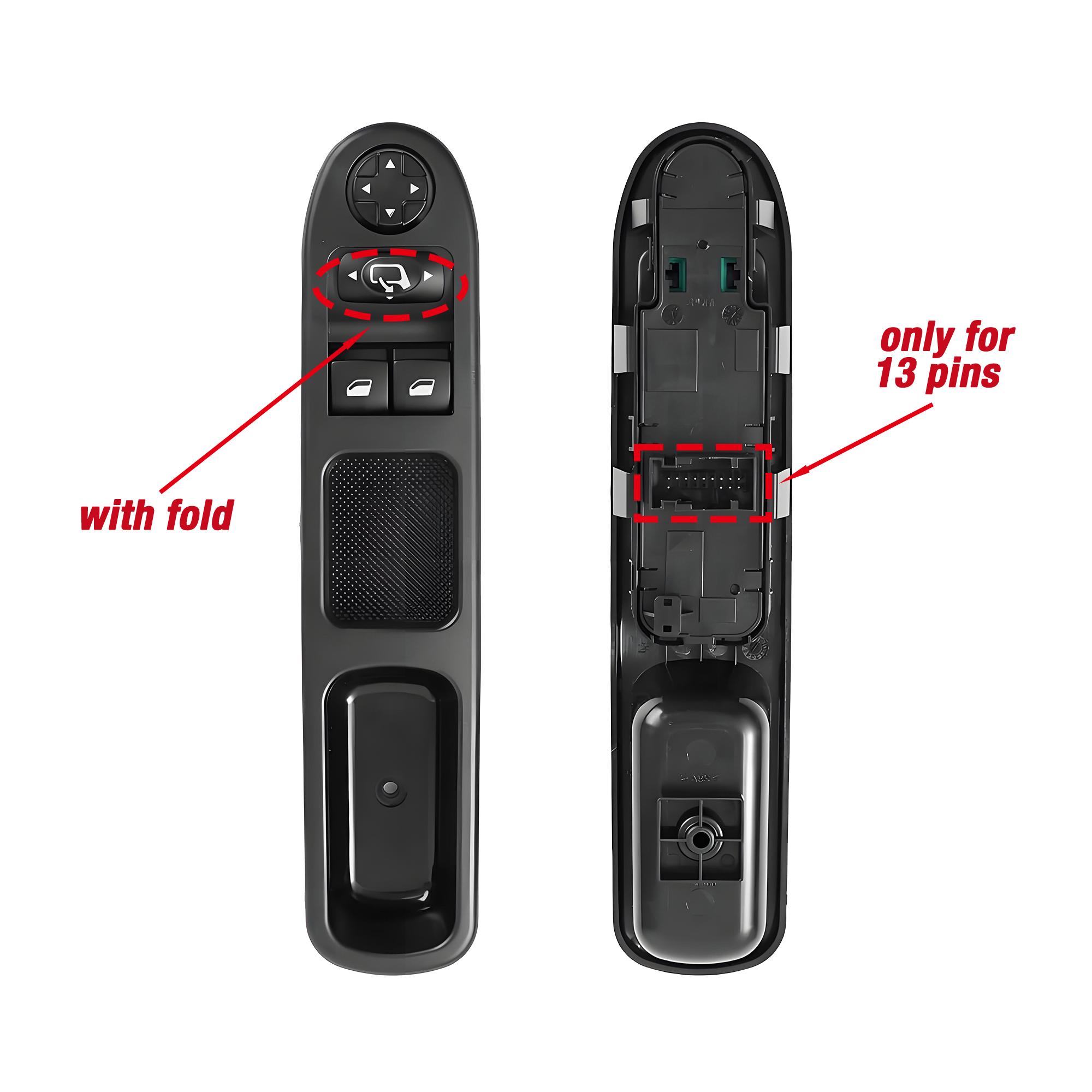

9654859777 For Peugeot 207 207SW 207CC 2004-2015,13P Electric Master Power Window Lifter Glass Control Switch with fold