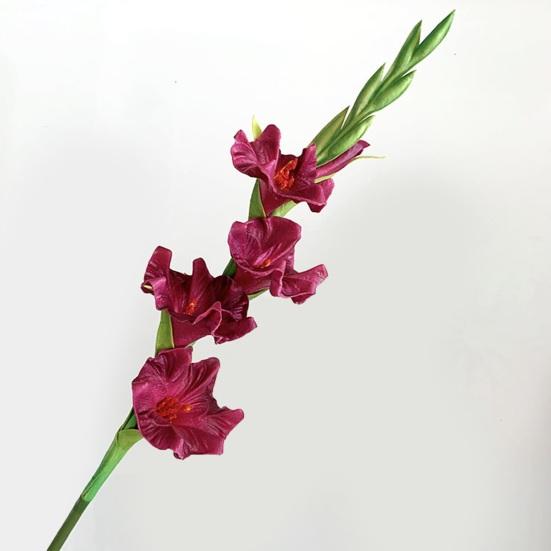 Künstliche Gladiolenblumen 22" Real Touch Blume mit langem Stiel 4 volle Blüten und 1 Knospe Gefälschte Orchidee für Vase