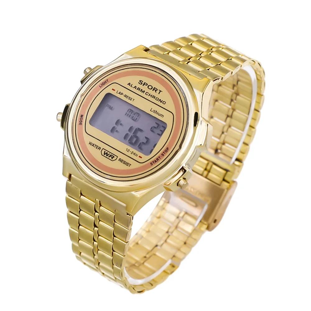 

Luxury F91W Band Watch Male Waterproof Digital Stainless Steel Sports Military Round Watches Men Electronic Wrist Watch Clock золотий