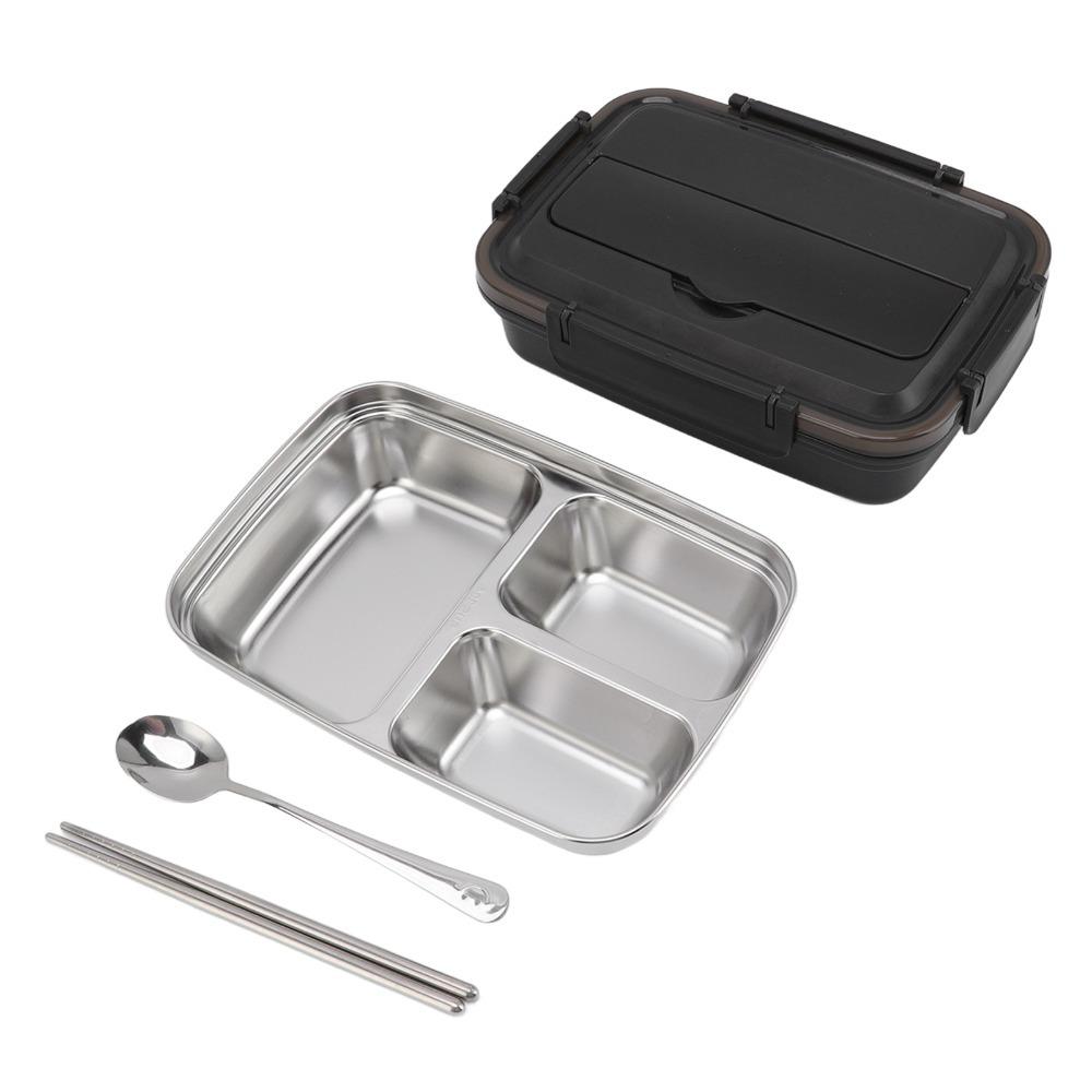 304 Stainless Steel Leakproof Lunch Box 3 Compartment Food Storage Container For Office
