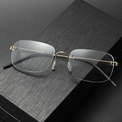 Retro Borderless Glasses Women Exquisite Anti-Blue Light Spectacles Transparent Metal Frame Eye Protection Comfortable Glasses