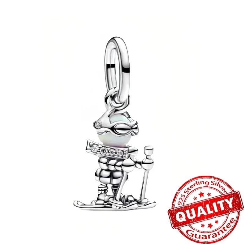 925 Silver Christmas Charm Santa Claus Reindeer Snowflake Bead for DIY Bracelet Jewelry Gift