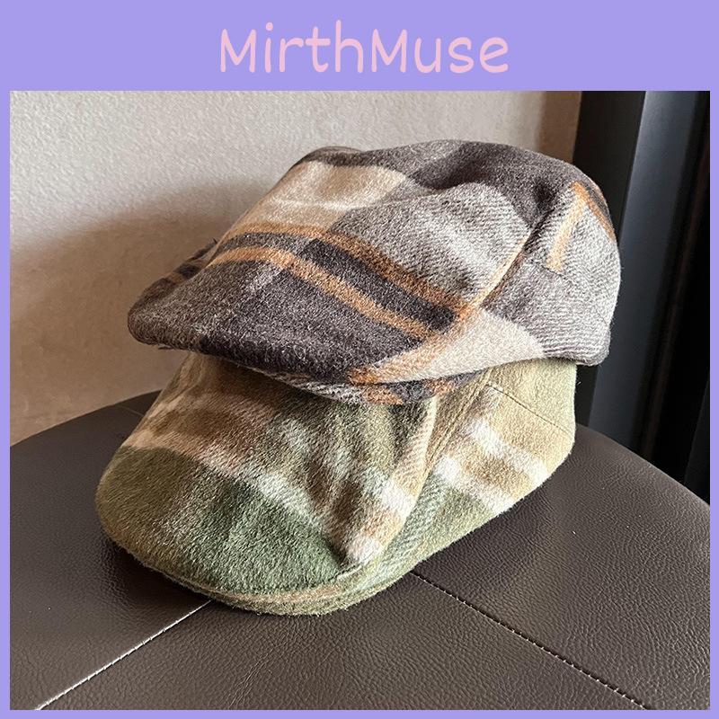 Vintage Grid Pattern Plush Blend Bassinette Cap With Warmth For Casual Autumn Men Women