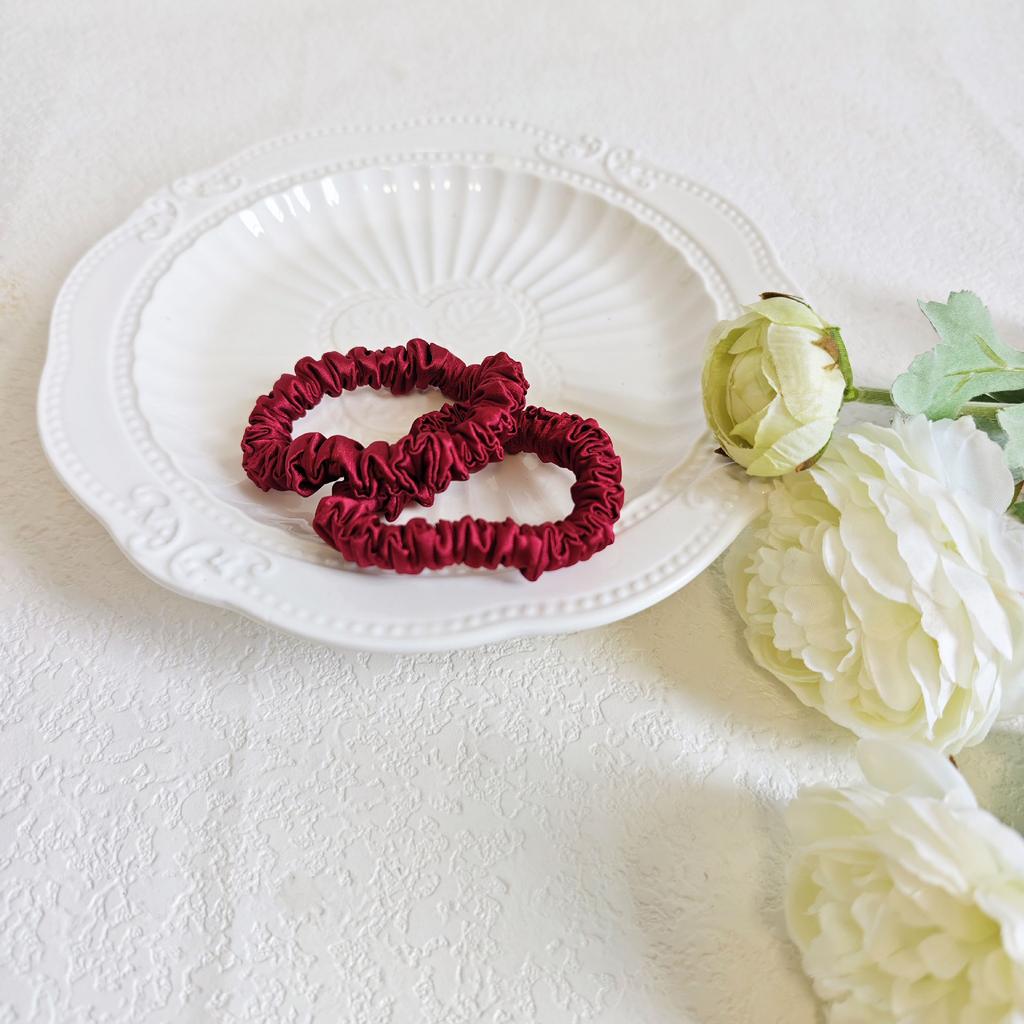 1cm Satin Scrunchies Hair Ties, Soft No-Damage Elastic Hair Bands for Women Kids