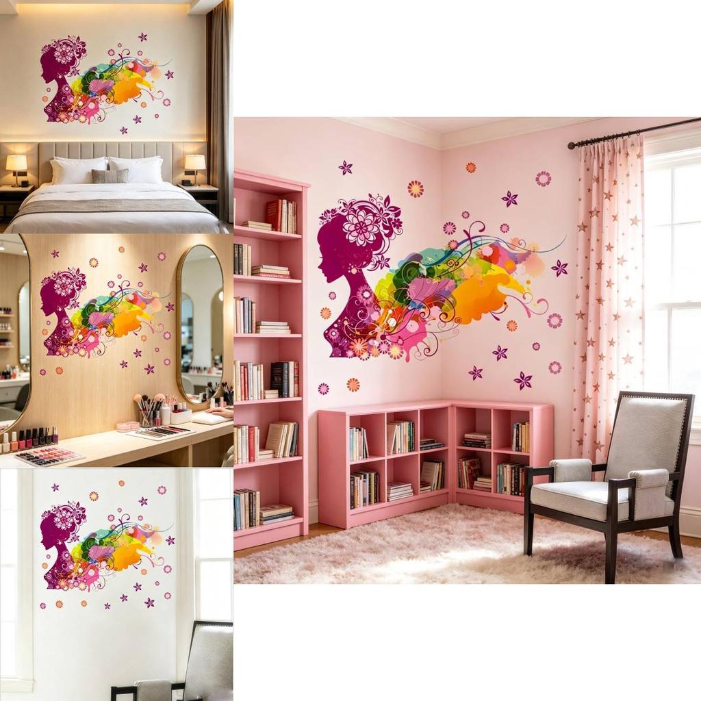 Girl Flower Pink Wall Decal For Home Interior Stylish And Sophisticated