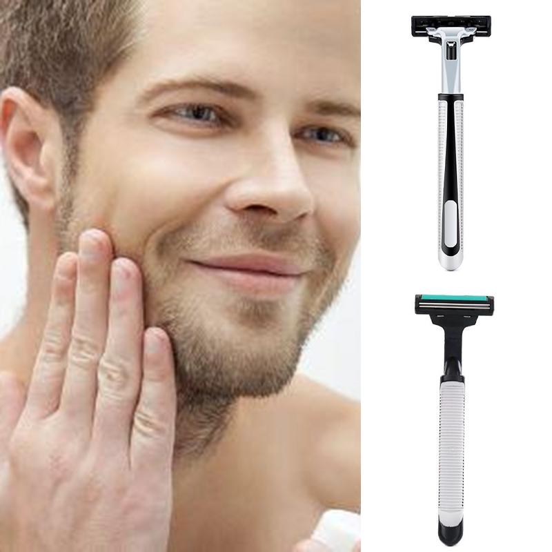 1 Rukojeť 30 ks Dvouvrstvé Pánské Manuální Žiletky Pro Standardní Holicí Strojek na Vousy