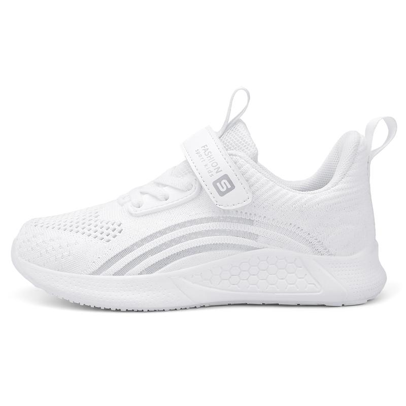 

Дышащая сетчатая повседневная обувь для девочек с вращающейся пряжкой, спортивная обувь, детская обувь, кроссовки 36 белый