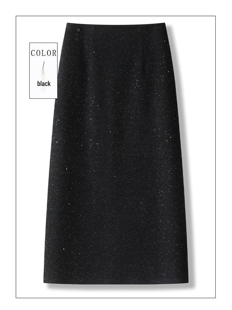 Women's High Waist Slimming Midi Skirt - Autumn/Winter 2025, Thickened & Warm, Comfortable Tall Fit, Hip-Hugging Design.