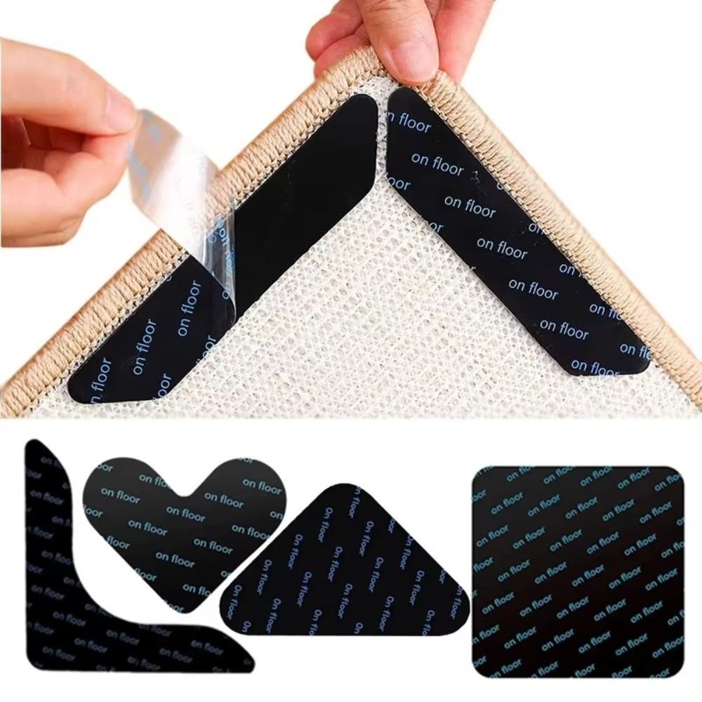 4Pcs Strong Adhesive Non-slip Carpet Stickers Traceless Mult Shapes Rug Corner Gripper Washable Multifunctional Carpet Tape