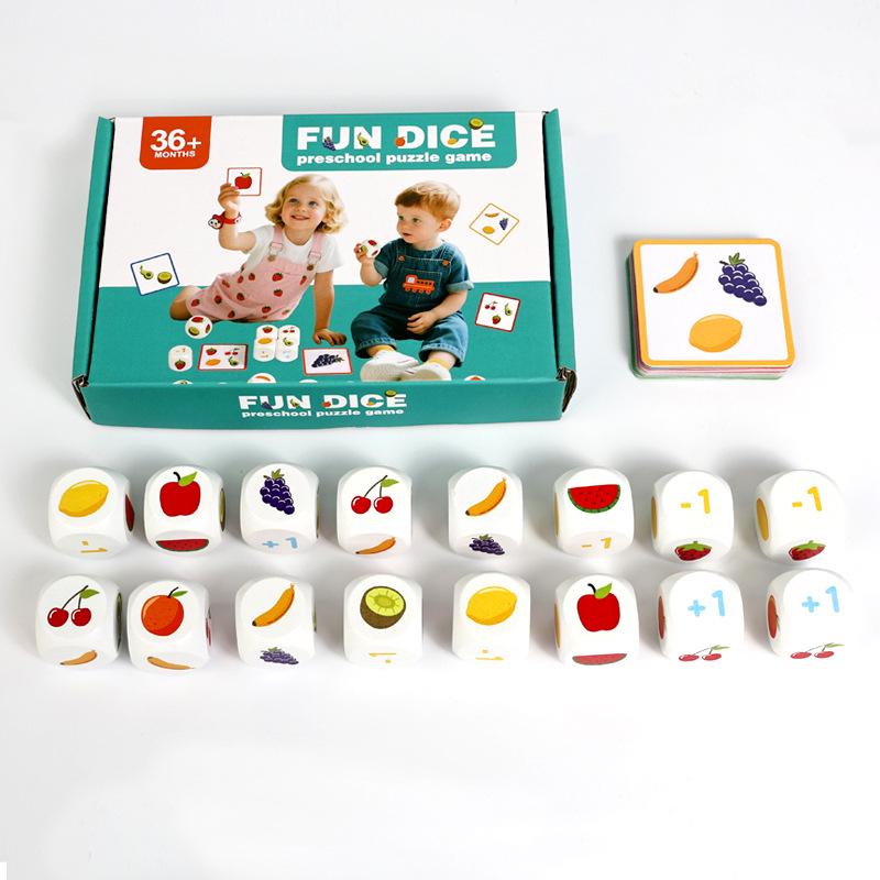 Wooden Fruit Dice Battle: Educational Interactive Game for Kids