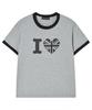 AWESOME STUDIO Heart Ringer Color Block Short Sleeve T-Shirt Melange Gray