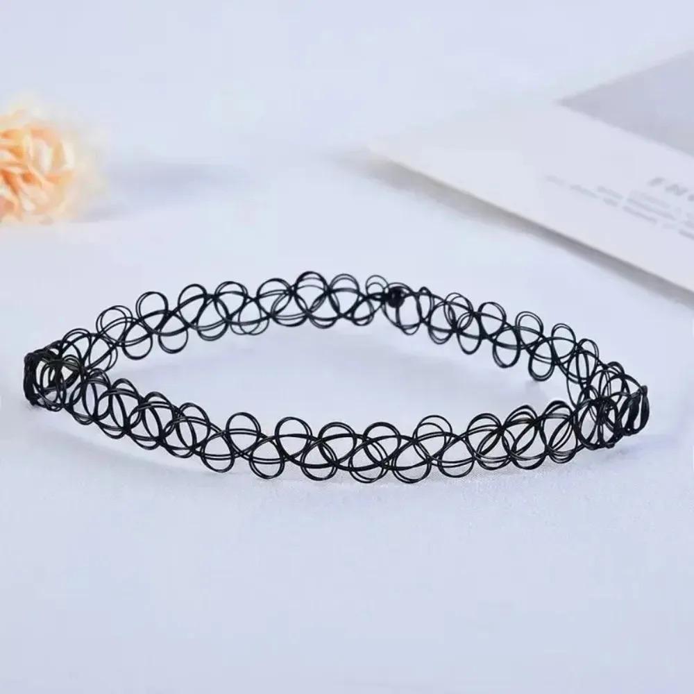Vintage Tattoo Halsketten Set für Damen Mädchen Elastische Schlüsselbein Kette Bunte Punk Gothic Stretch Choker Spitze