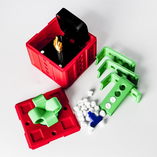 Otravná dárková sada s překvapivým prstem, interaktivní 3D puzzle, šroubovací výzva, dárková krabička pro žertíky s dvojitým úložným prostorem k narozeninám, Vánocům, Halloweenu