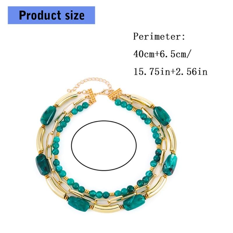 Stylish Geometric Multiple Layer Bead Necklace For Women Fashion Jewelry With Resin Accent Layer Designs For Daily Wear