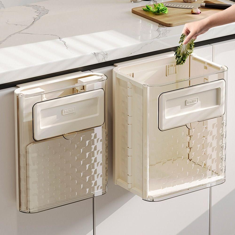 

10L Foldable Trash Can Transparent Dustbin Creative Food Waste Bin Kitchen