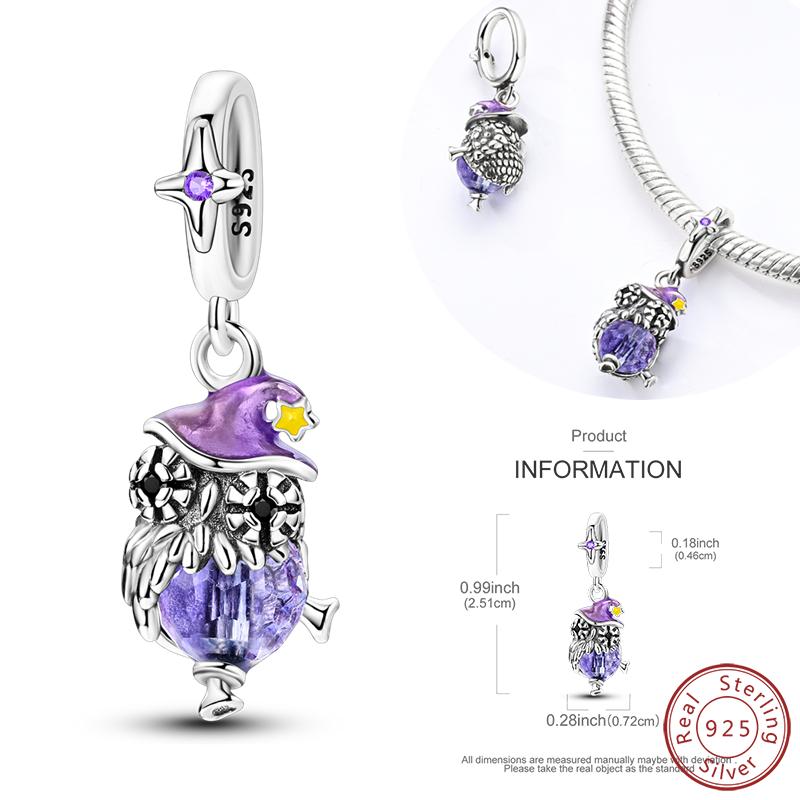 Real Copper Mysterious Purple Series Charms Bead Fit Original Bracelet Pendants Diy Jewelry Gift