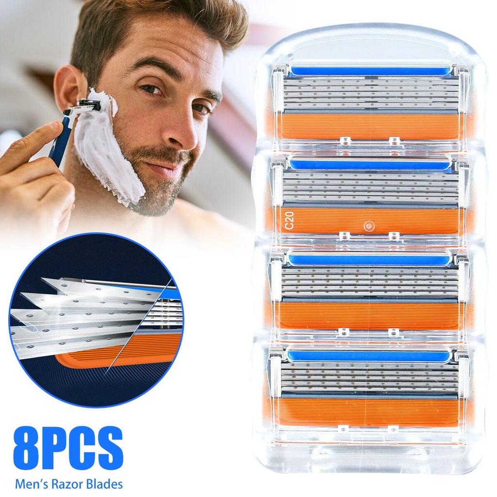 8Pcs 5-Layer Razor Blades Refills Replacement for Proglide Power Stainless Steel