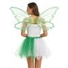 Multi-layer Fairies Wing Tulle Costume Set for Girls Halloween Cosplay Outfit with 3D Wing Costumes Accessory