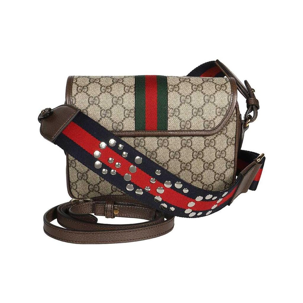 Gucci Geantă Crossbody Ophidia din Pânză cu Accente din Piele, Geantă de Umăr Femei Bej & Abanos 722117-FAAX3-9789