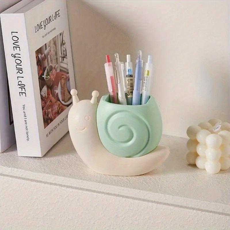 Snail-Shaped Pen Holder Multi-Functional Desk Organizer Pencil Storage Desktop Stationery Container Makeup Brush Holder