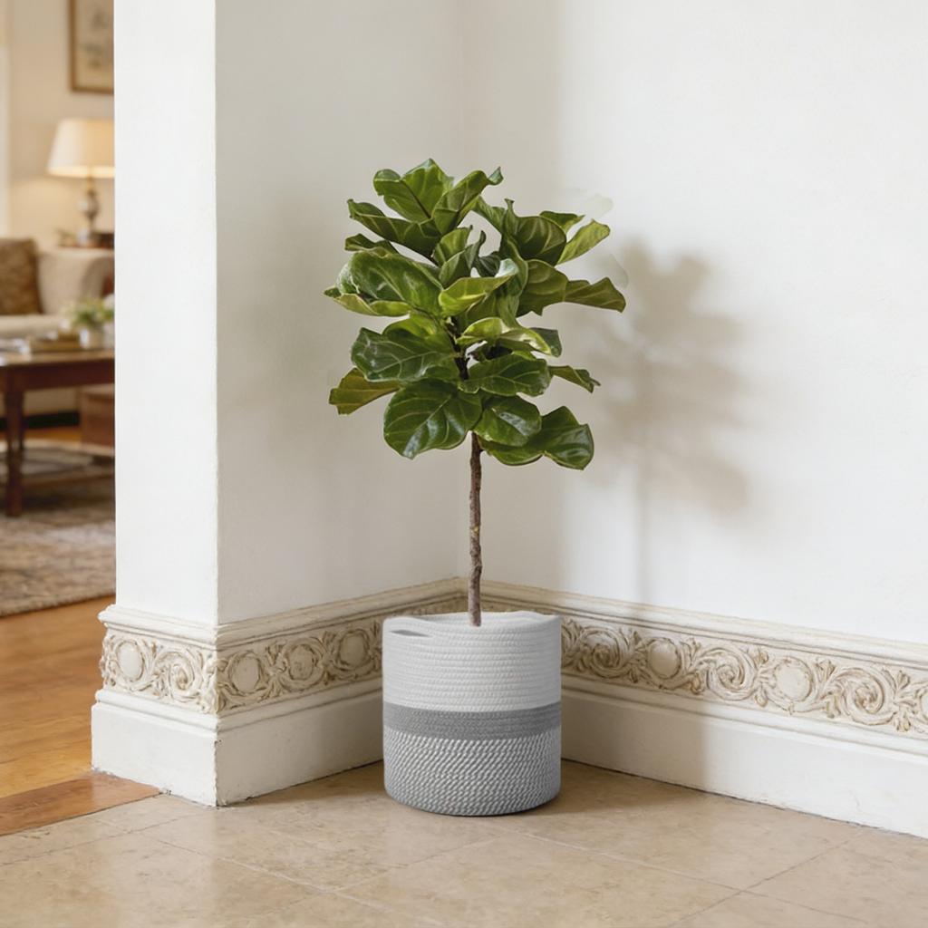 Woven Flower Baskets, Handmade Woven Baskets, Green Plant Floor Pots, Straw Woven Flower Pots