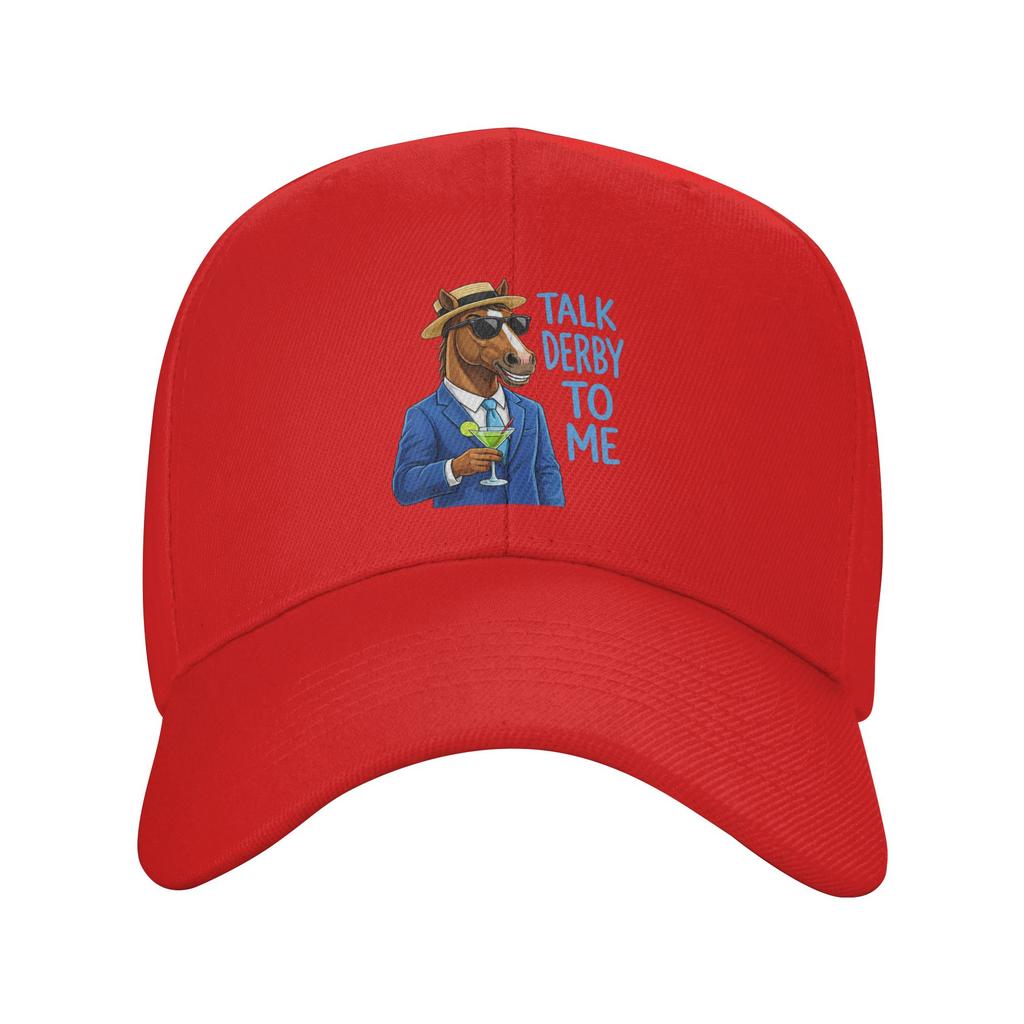 Unisexs Talk Derby To Me Funny Racing Horse Casual Baseball Cap  Running Hippie Trucker Hat Summer Unisex Adult Design Snapback Cap