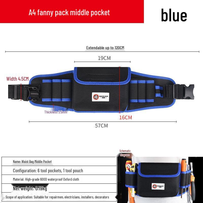 Canvas Multifunction Electrician Waist Tool Bag with Oxford Cloth