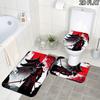 Japanese Samurai Pattern 3Pcs Bathroom Rug Set, Non Slip Absorbent Bath Mat, Contour Mat & Toilet Lid Cover, Bathroom Decor