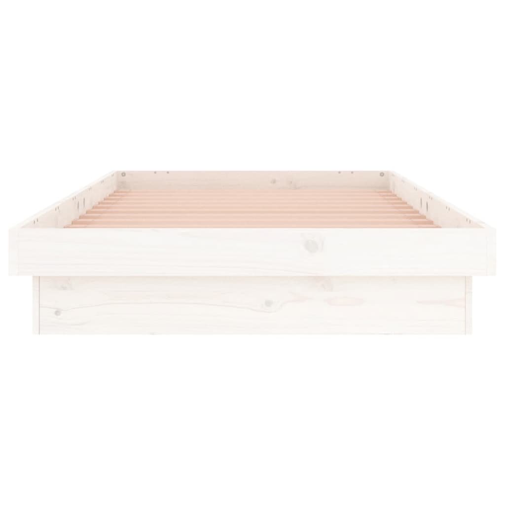 Vidaxl Rama Łóżka Z Led, Biała, 90X190 Cm, Pojedyncza, Lite Drewno