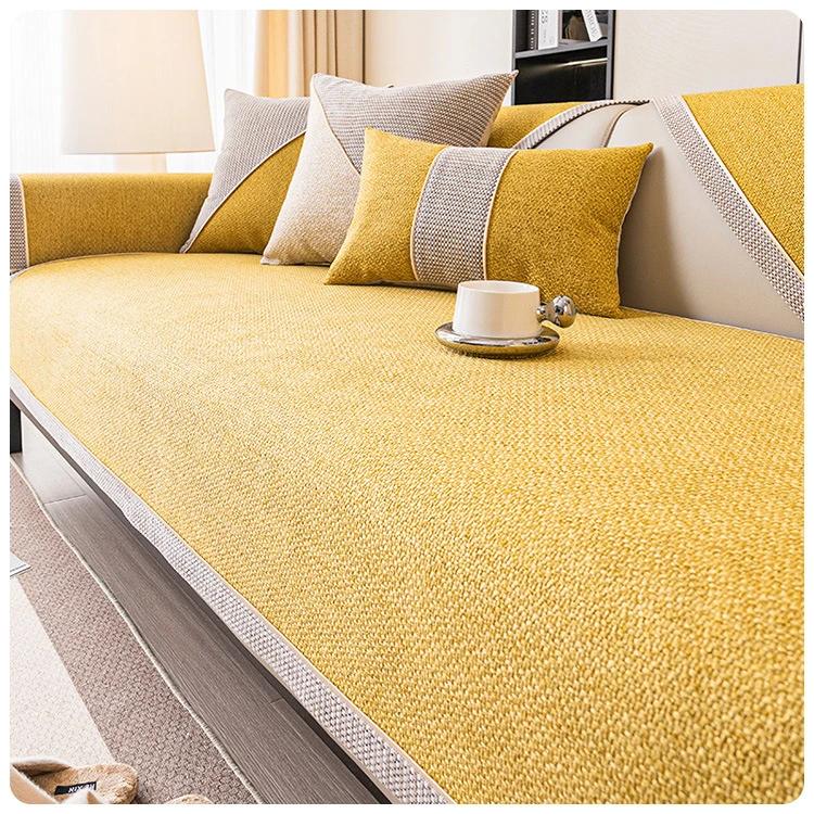 

1 шт. Хлопковый и льняной чехол для дивана Four Seasons Universal для гостиной, утолщенный нескользящий чехол для диванной подушки, чехол для мебели от пыли 90x120cm