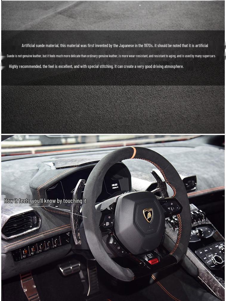 Suede Hand-Sewn Steering Wheel Cover for Buick: Envision, Excelle, Regal, LaCrosse, Encore.