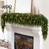 Flexible Cedar Garland for DIY Decor Pre-Lit Artificial Christmas Decoration Real Touch Cypress Pine Greenery with Mantle LED Light Dining