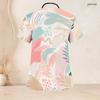 Women Plus Size Geometric Printed Nurse Scrub Top V Neck Short Sleeve With Front Pockets