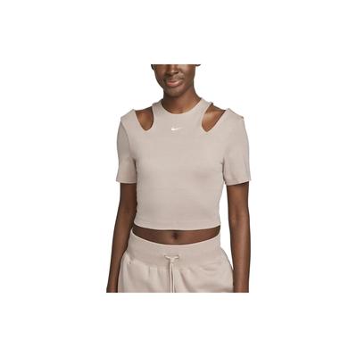 Sportswear Essentials Solid Short Sleeve T-Shirt Women Tops Gray Brown DV7963-272