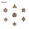 7 Pcs Copper Metal Dice Maze Solid Metal Polyhedral Dice Set Suitable for Role-Playing RPG  Board Game Card Game