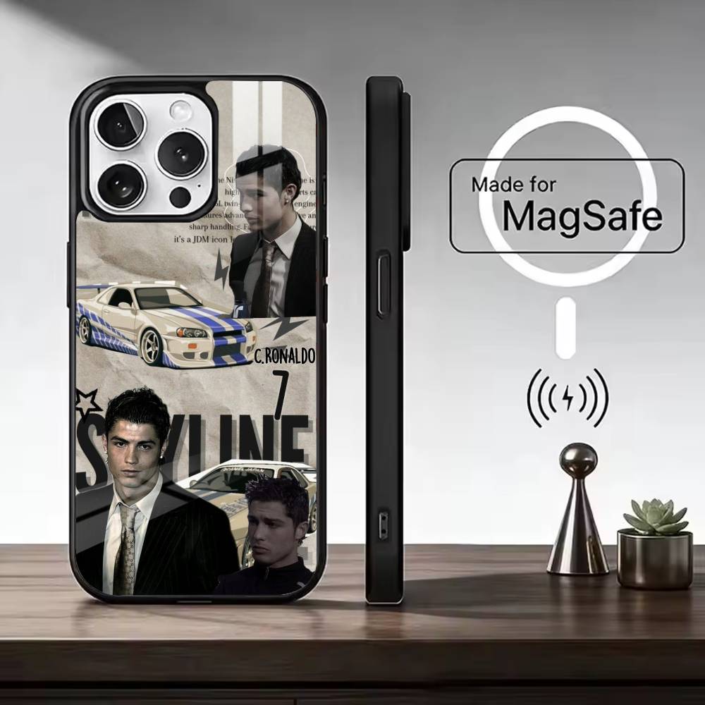 F-Berühmte Fußballspieler C-CR7 Handyhülle Für iPhone17,16,15,14,13,12,11 Plus,Pro Max, Neues Magnetisches Kabelloses Laden