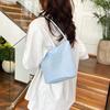 Korean Style Letter Underarm Bag Tote Bag Handbag Embroidery Shoulder Bag Pure Color Large Capacity Nylon Bucket Bag Women 1Pc
