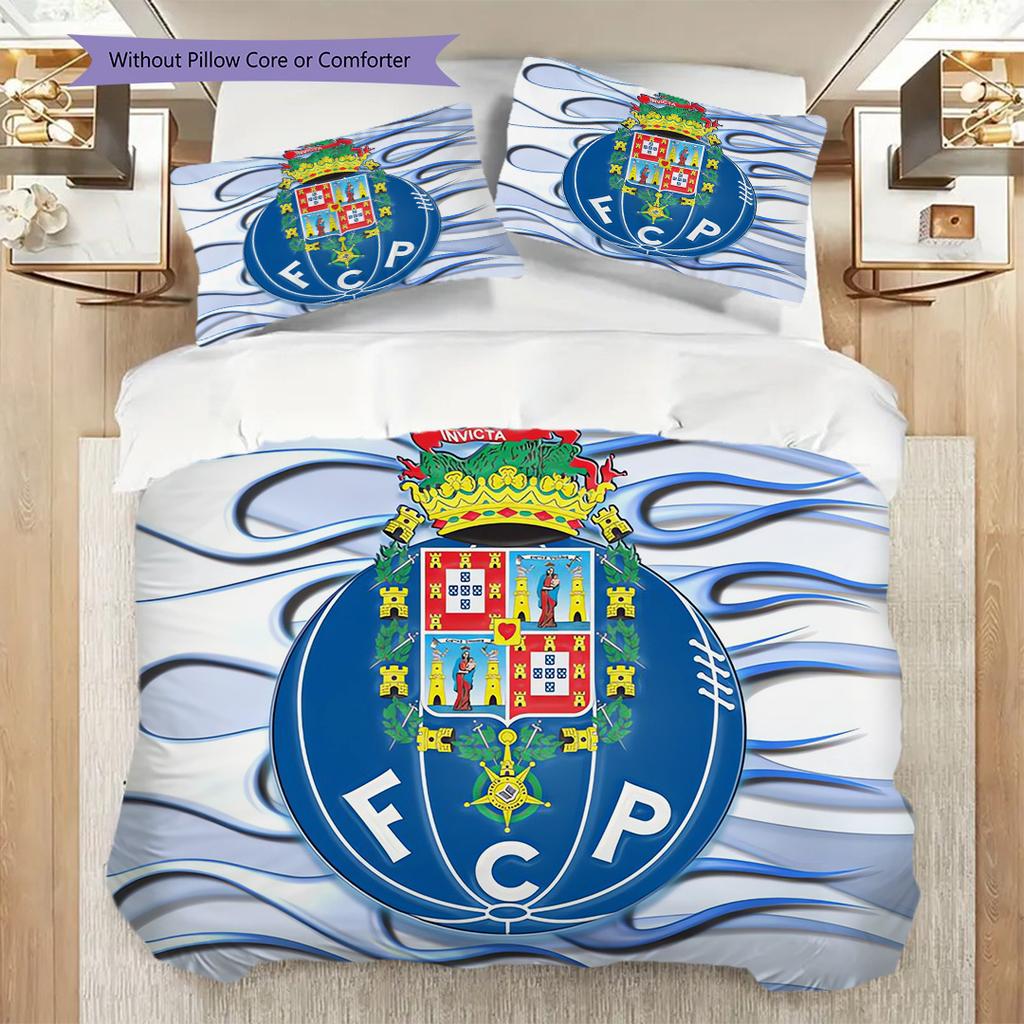 Porto Football Club Emblem Bedding (1 * duvet cover + 2 * pillowcase, without core) 2D Flat Christmas birthday gift Duvet cover and pillowcase
