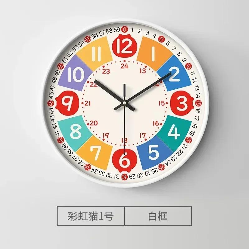 Neue 8 Zoll Runde Wanduhr Modernes Design Leise Zeitmesser Für Kinder Wohnzimmer Schlafzimmer Lernuhren Dekorationszubehör