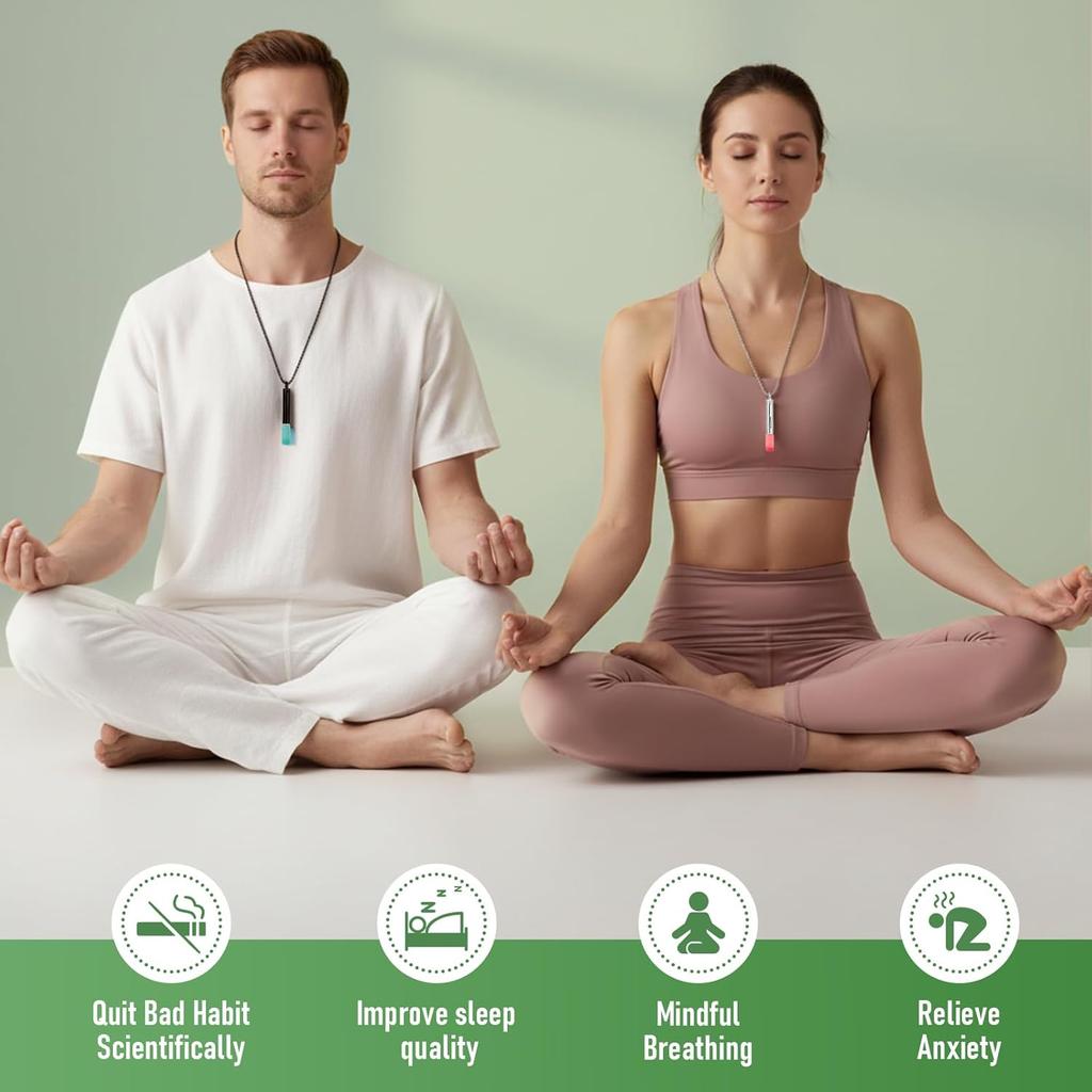 Breathing Necklace with Cotton Core, Breathe Free Necklace for Stress Relief, Meditation & Relaxation, Anxiety Necklace Mindful Breathefree Calm Tool