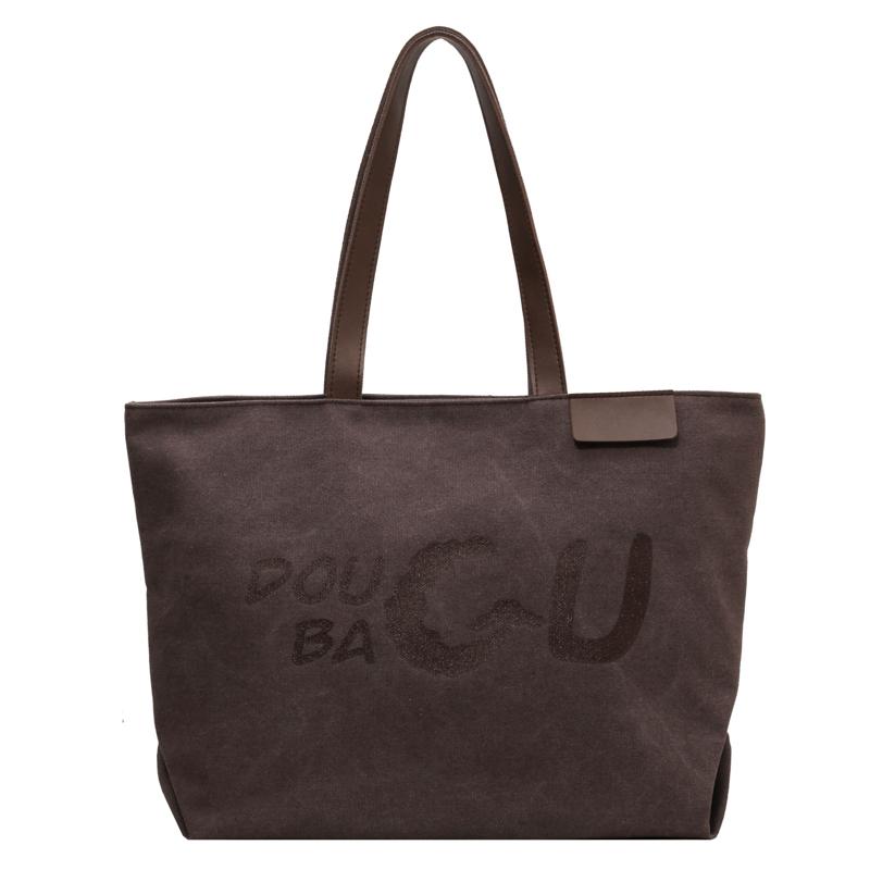 

Полотняна сумка великої місткості Жіноча сумка через плече Сумка-тоут Сумка з літерами Студентська сумка для класу сірий