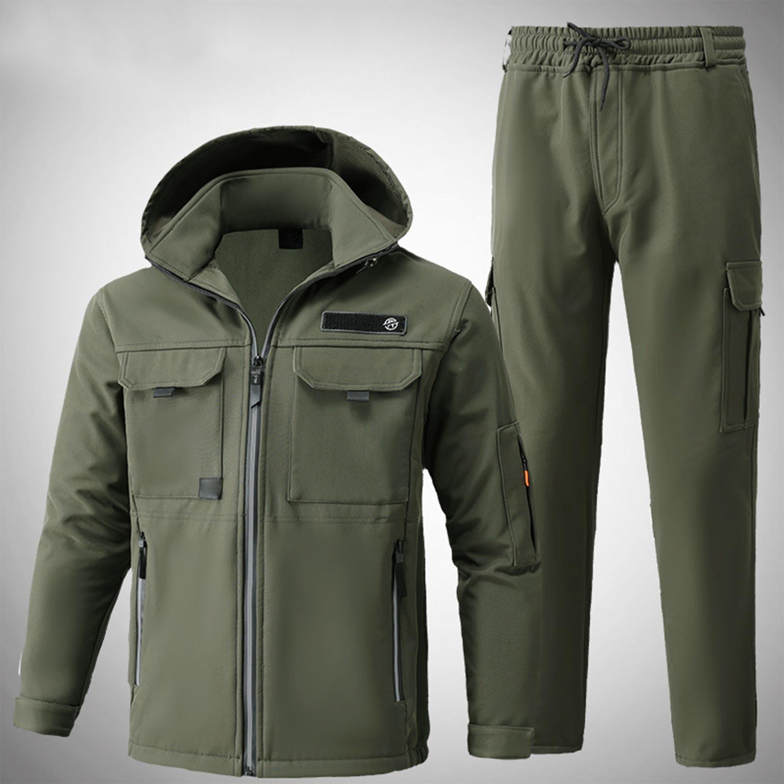 

Мужской флисовый костюм-куртка Ветрозащитный и водонепроницаемый Уличный Защищающий от холода Теплый Хлопковый Жакет Утепленный Костюм XXL