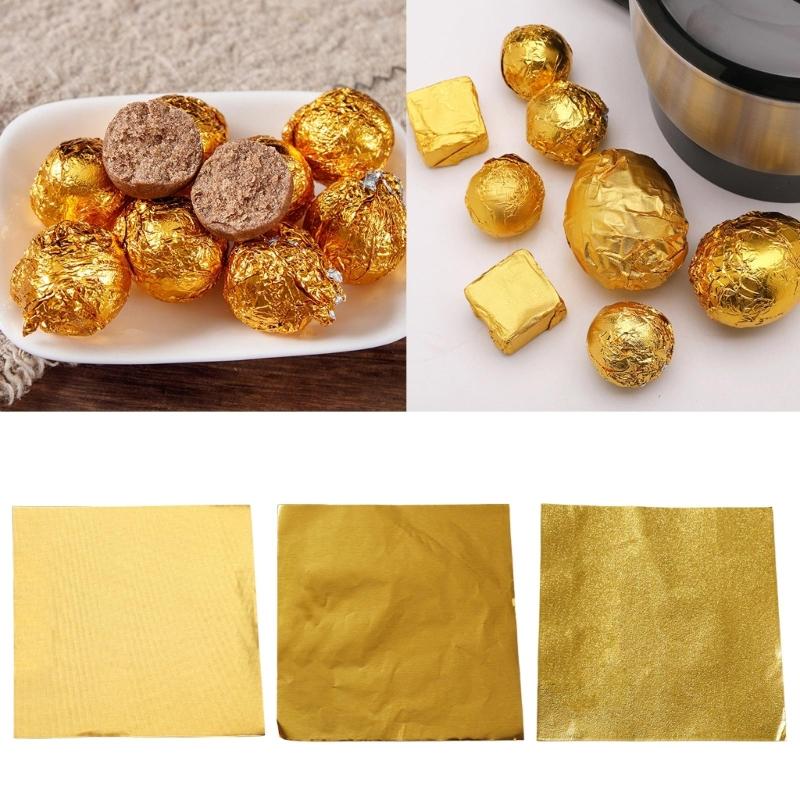 3 Beutel Folien-Süßigkeitenpapier Gold Aluminiumfolien Papier Schokoladen-Süßigkeitenpapier für Selbstgemachtes Süßigkeiten-Geschenk Dekorationen
