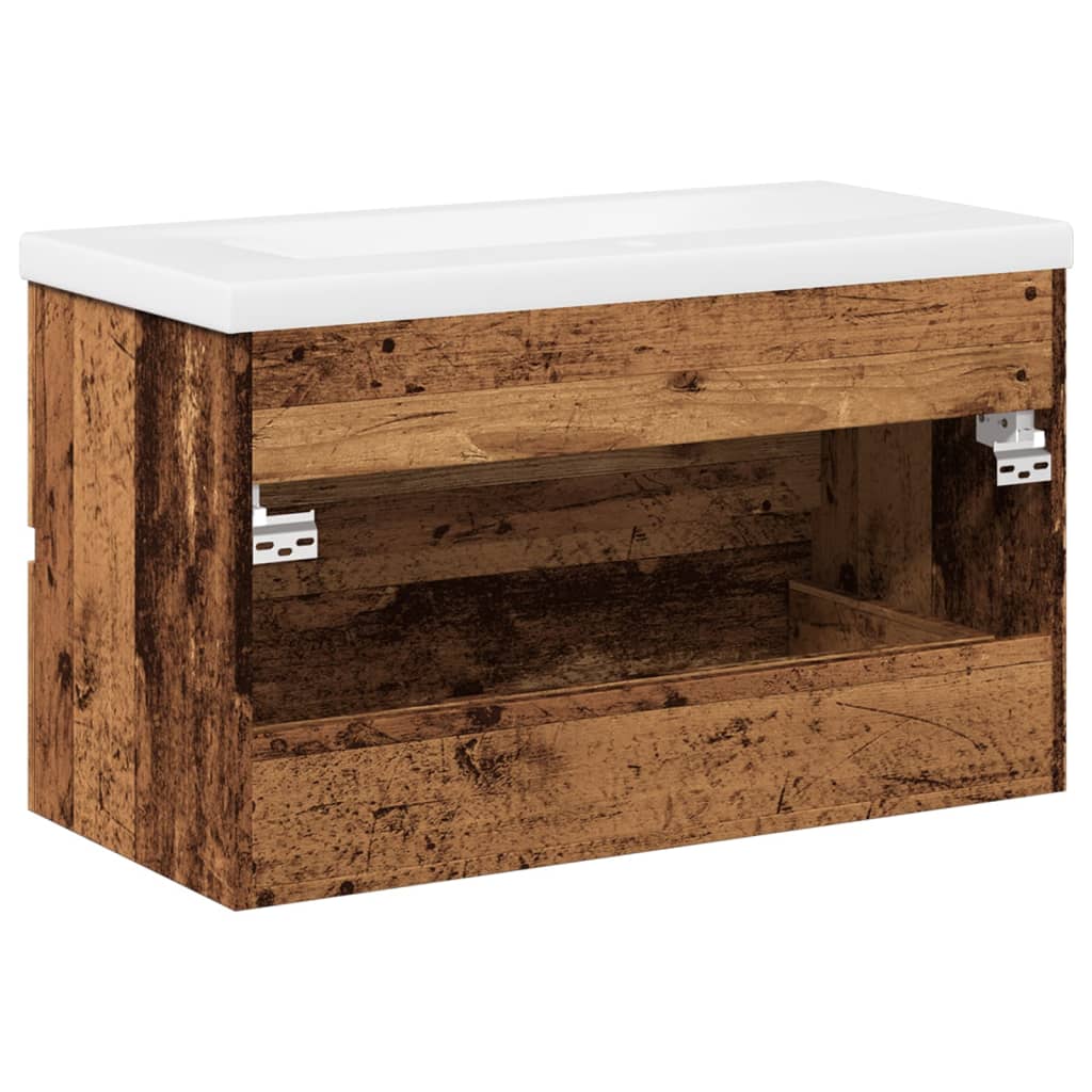 Bathroom Vanity with Built In Basin Rustic Wood Look