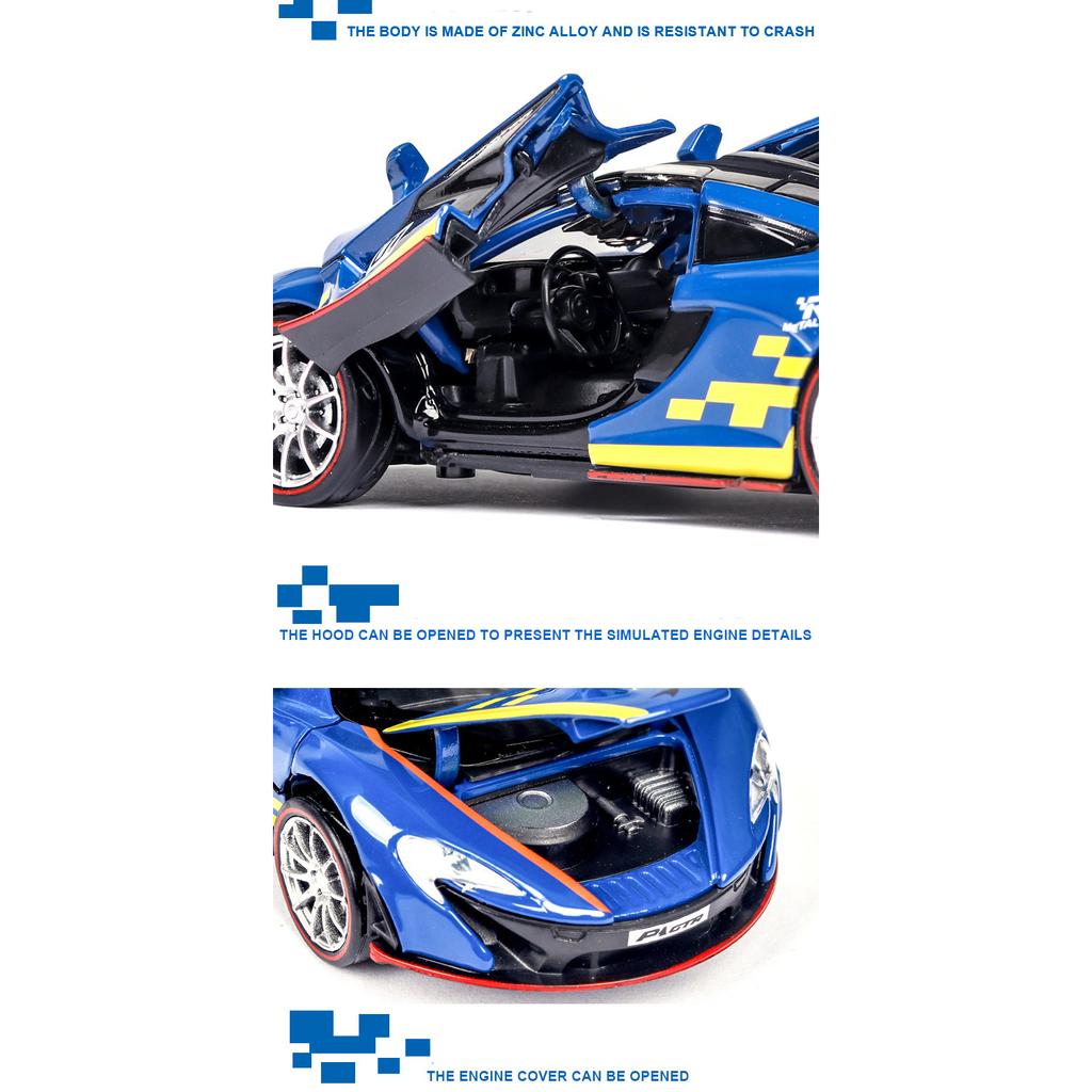McLaren P1 GTR-Druckgussauto-Modellspielzeug im Maßstab 1:32, zurückziehbares Spielzeugfahrzeug mit Ton und Licht für Kinder, Kleinkinder, Jungen und Mädchen, Geschenkkollektion