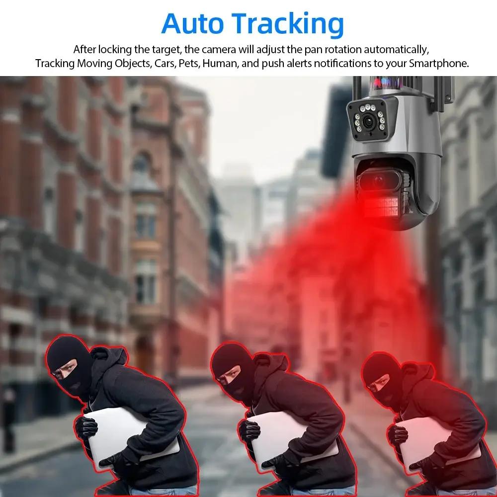4K 8MP Dual Lens Dual Screen IP Camera WIFI Waterproof Color IR Night Vision Auto Tracking WIFI Surveillance Cameras V380pro App