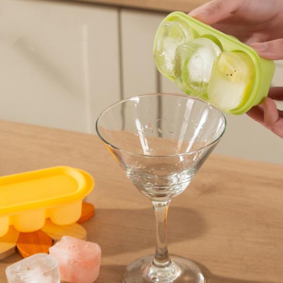 Ice Cube Mold Food Grade Silicone Ice Tray Three-Compartment Easy Release Compact Ice Cube Maker for Home DIY Drinks And Food Storage