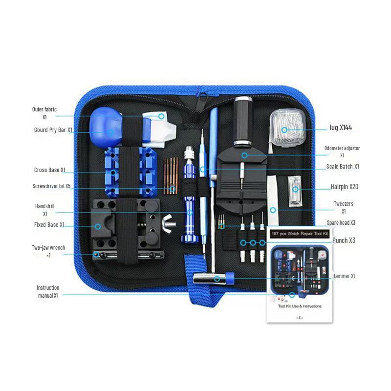 187-Piece Watch Repair Tool Kit for Band and Back Cover Removal