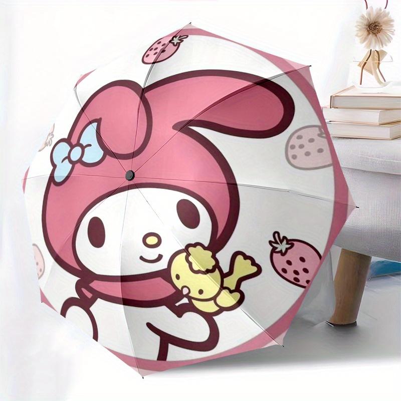 My Melody, Strawberry Automatic Opening and Closing Parasol Compact Travel Umbrella with 8 Ribs for Women and Men Ideal Birthday/Christmas G